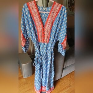 J. Crew Floral Blue and Coral Dress